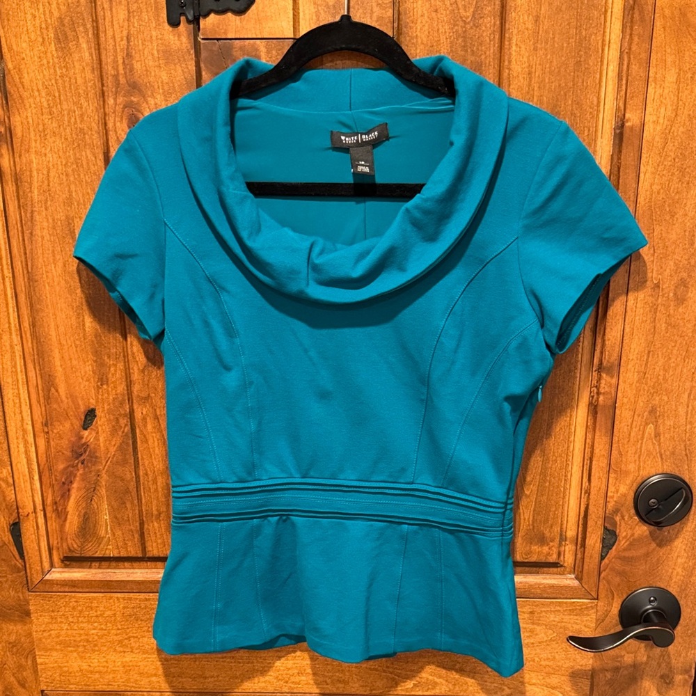 White House Black Market Teal Cowl Neck Blouse